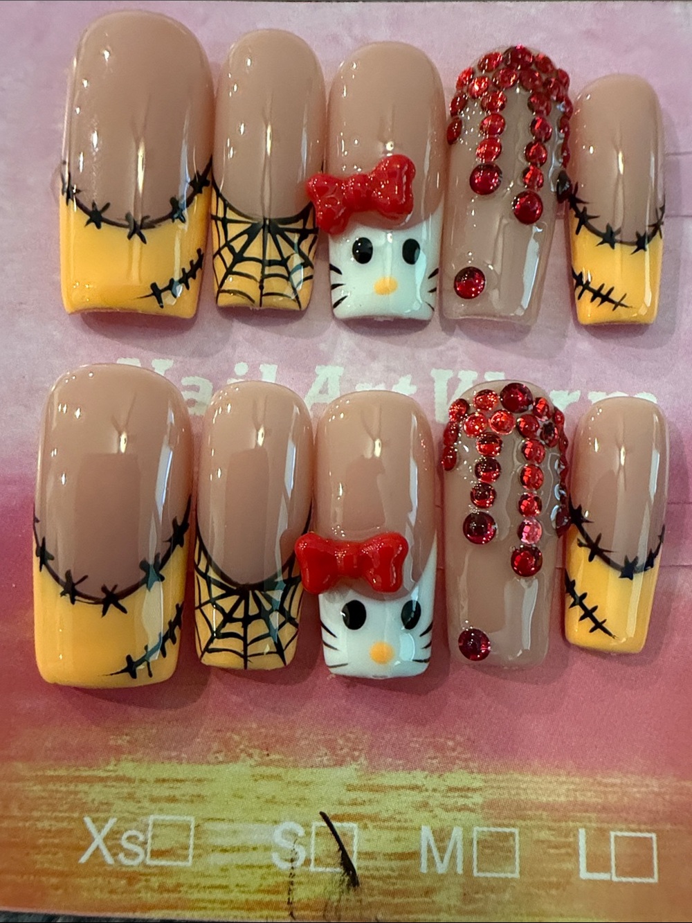 Hello Kitty Halloween theme French tip  Nail Set -  Press-Ons